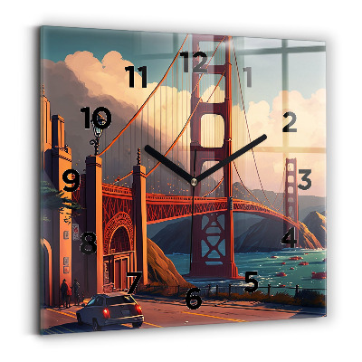 Ceas de sticlă pe perete pătrat Pod din San Francisco