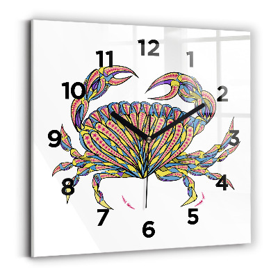 Ceas de sticlă pe perete pătrat Crab etnic