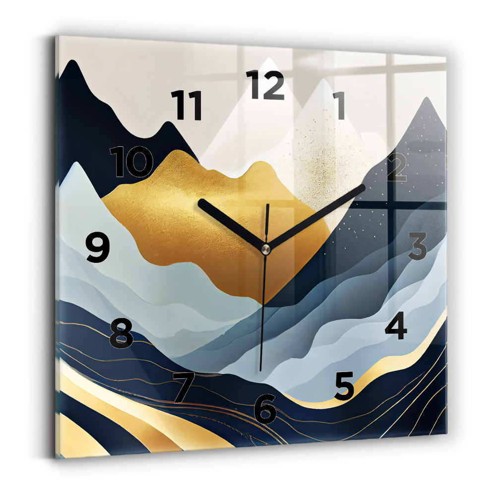 Ceas de sticlă pe perete pătrat Munți abstracti
