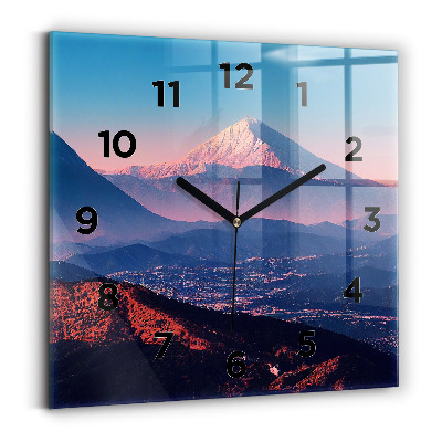 Ceas perete din sticlă pătrat Munții din San Antonio SUA