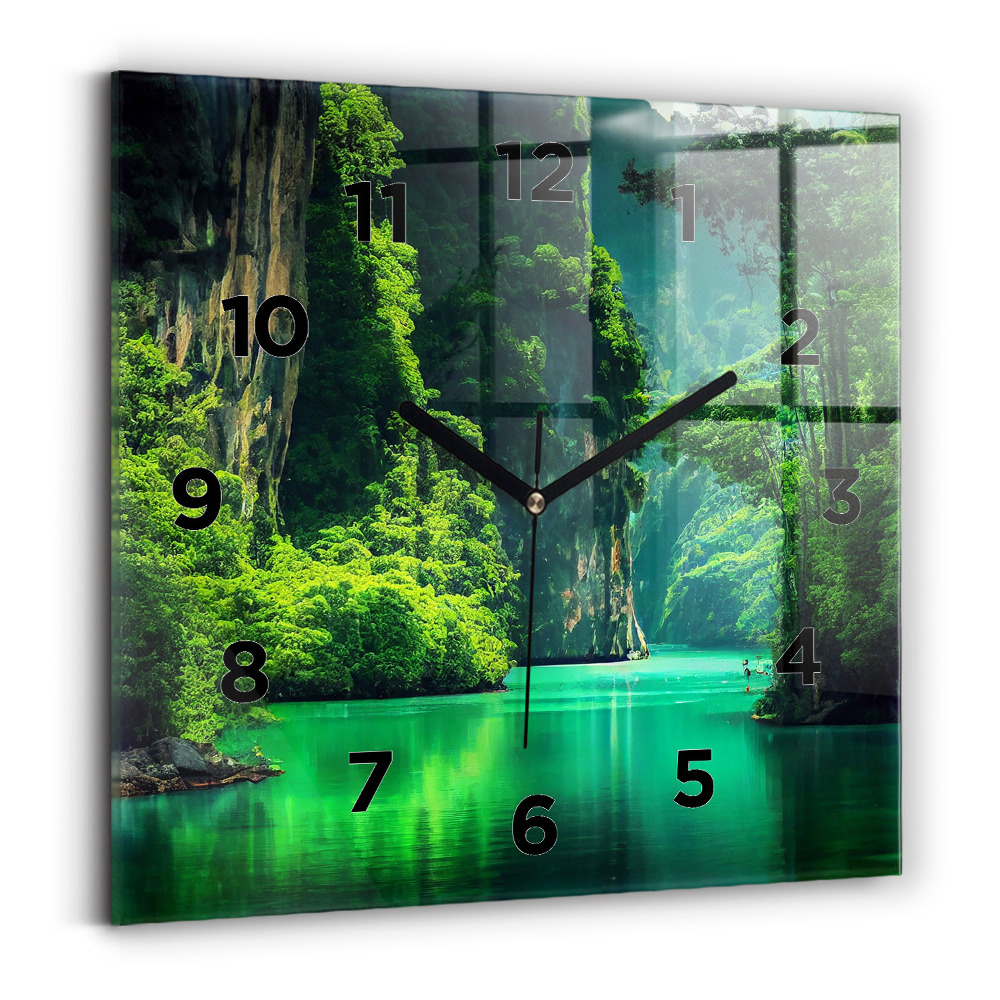 Ceas de sticlă pe perete pătrat Peisaj natural din Thailanda