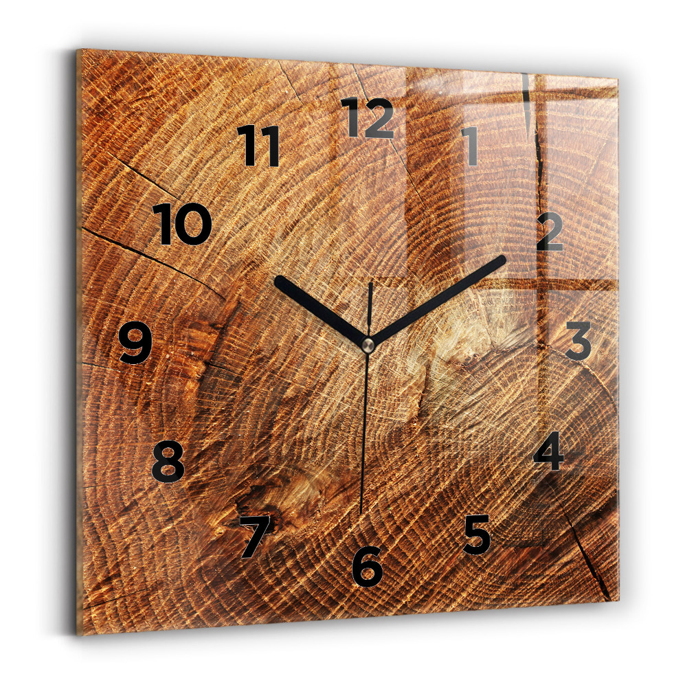 Ceas perete din sticlă pătrat Trunchi bătrân de copac