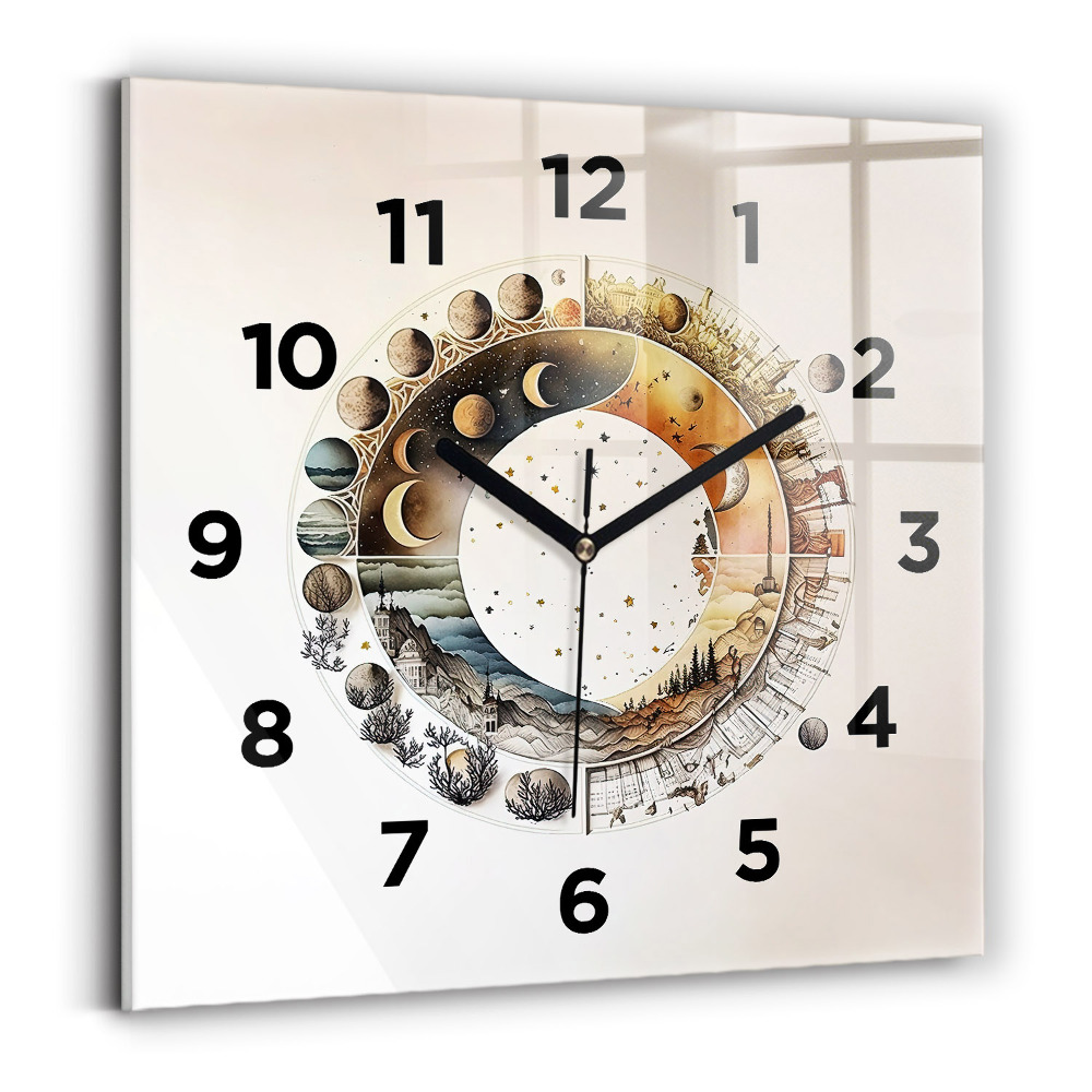 Ceas de sticlă pe perete pătrat Ceas de astronomie