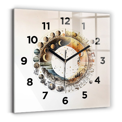 Ceas de sticlă pe perete pătrat Ceas de astronomie