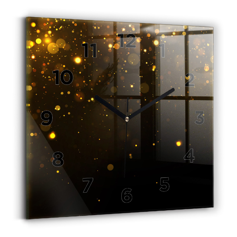 Ceas pătrat de perete din sticlă Polen auriu