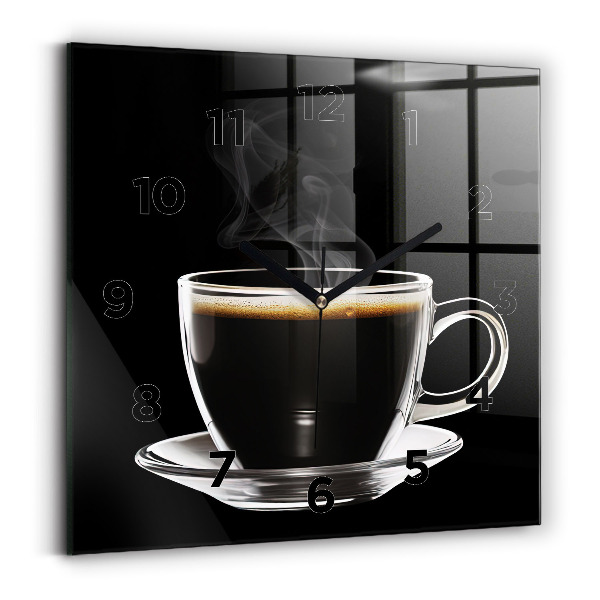 Ceas pătrat de perete din sticlă Cafea neagra