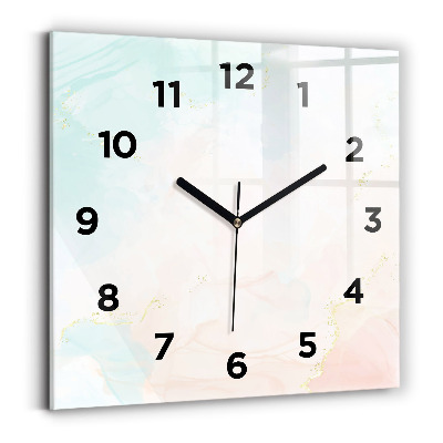 Ceas din sticlă pătrat Marmură acuarelă