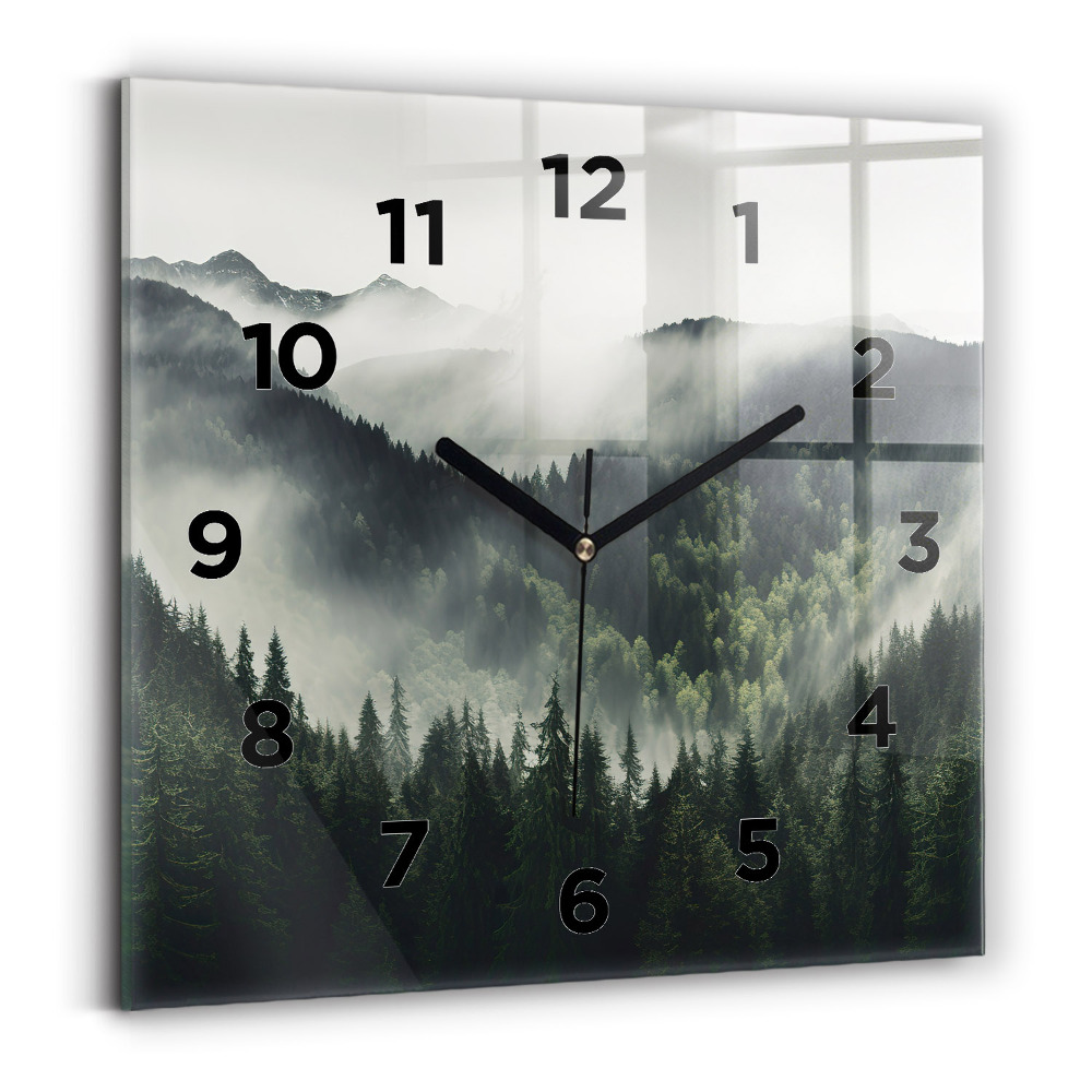 Ceas perete din sticlă pătrat Peisaj forestier