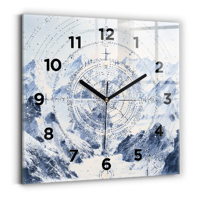 Ceas din sticlă pătrat Desene albastre