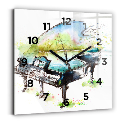 Ceas perete din sticlă pătrat Ilustrație a celor 4 anotimpuri