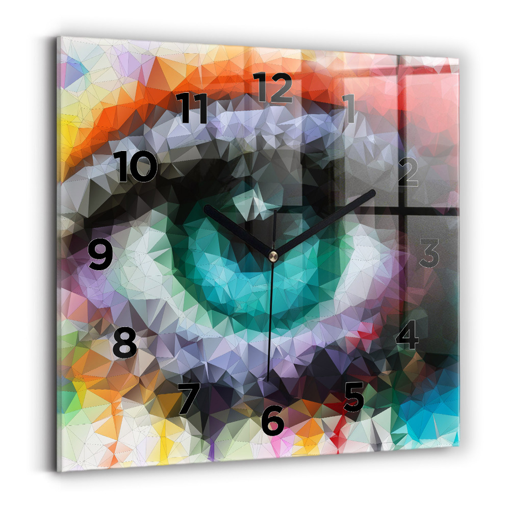 Ceas de sticlă pe perete pătrat Ochiul uman colorat
