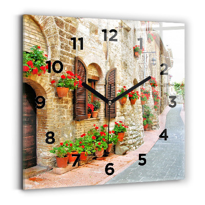 Ceas perete din sticlă pătrat Stradă pitorească