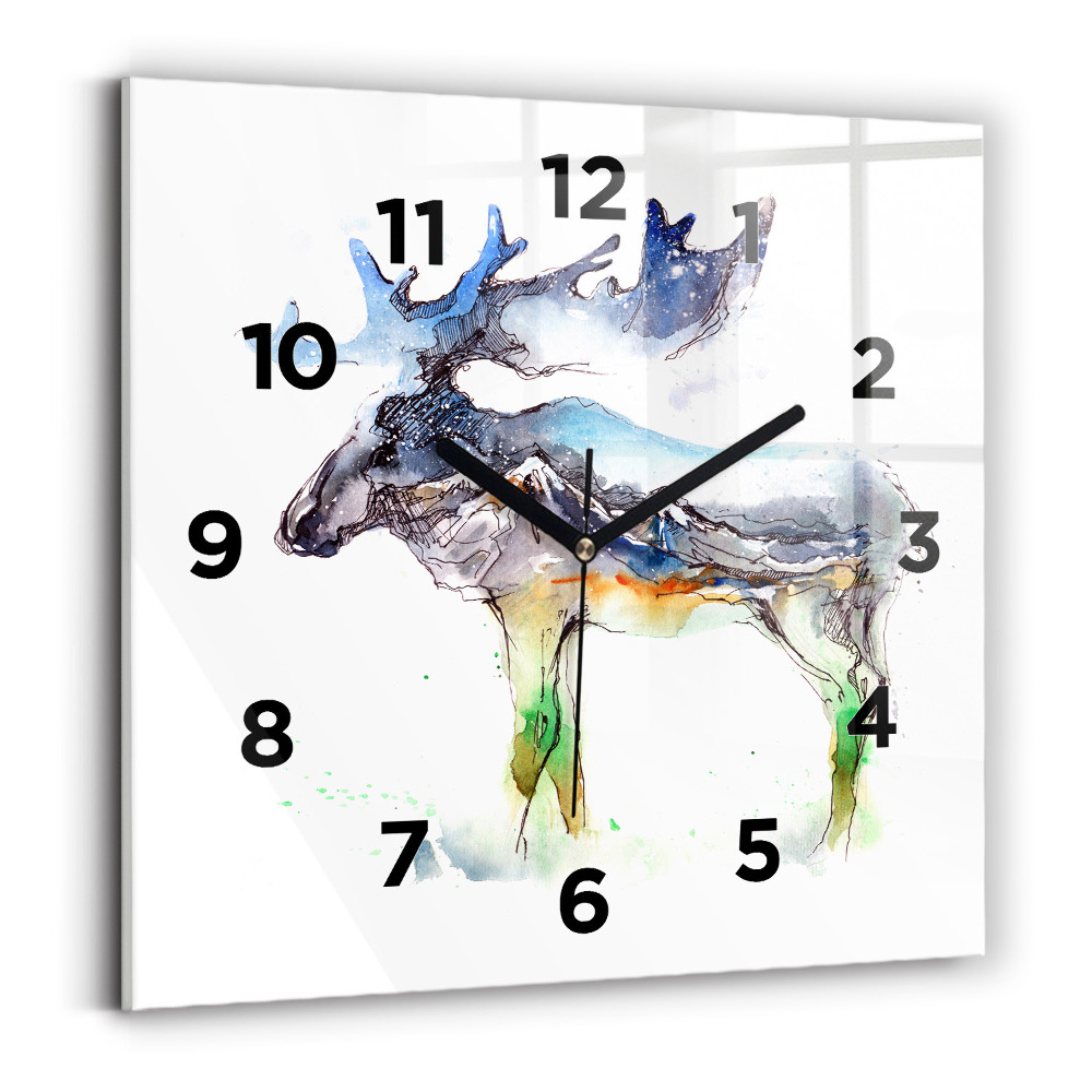 Ceas din sticlă pătrat Elan și peisaj montan