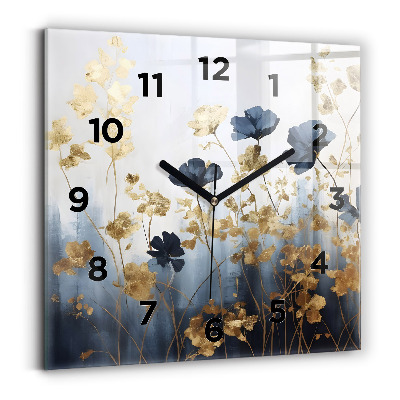 Ceas din sticlă pătrat Flori abstracte