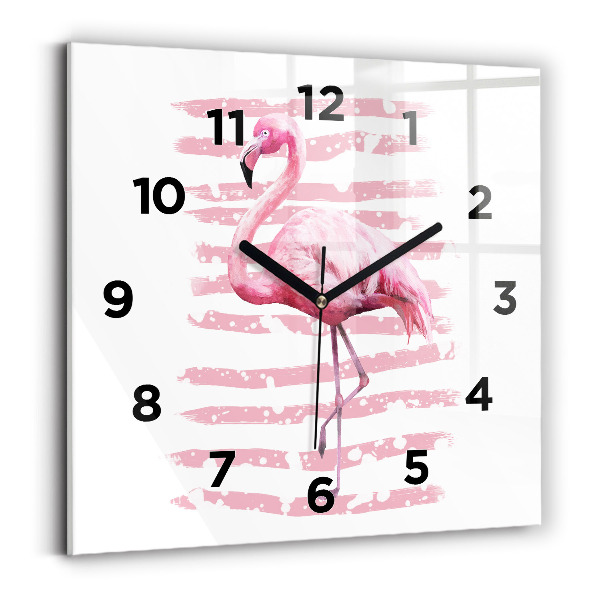 Ceas de sticlă pe perete pătrat Grafica Flamingo