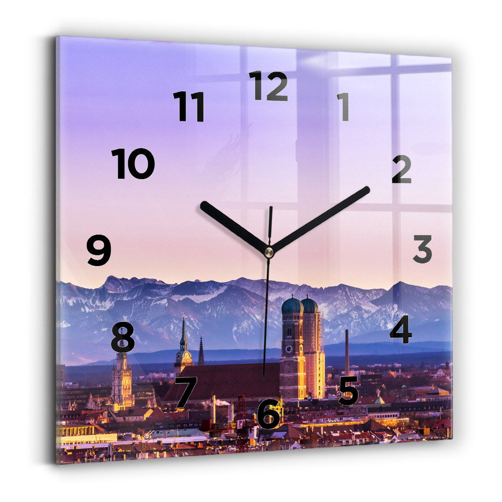 Ceas perete din sticlă pătrat Alpii germani Munchen