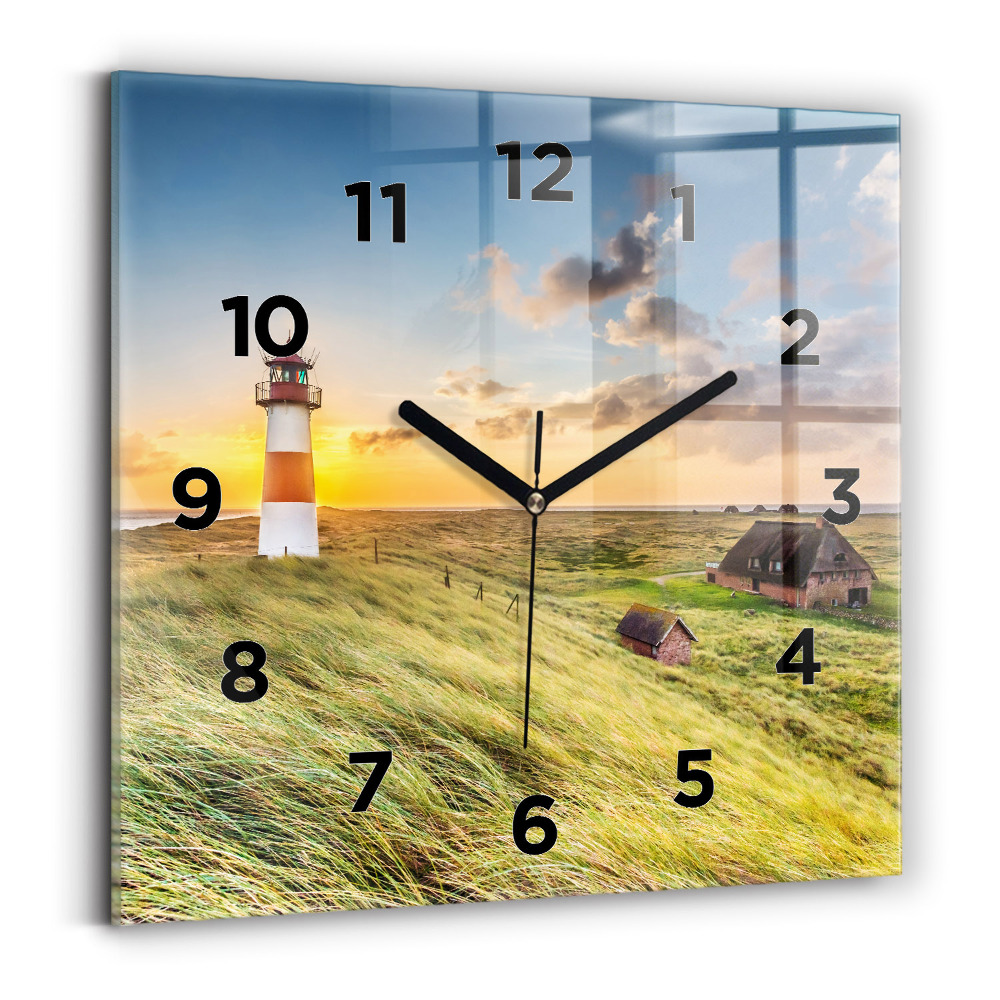 Ceas de sticlă pe perete pătrat Far