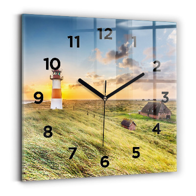 Ceas de sticlă pe perete pătrat Far