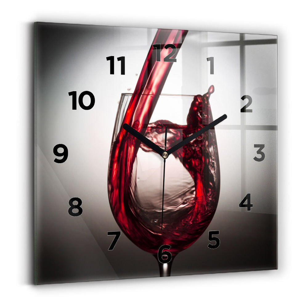 Ceas perete din sticlă pătrat Pahar de vin
