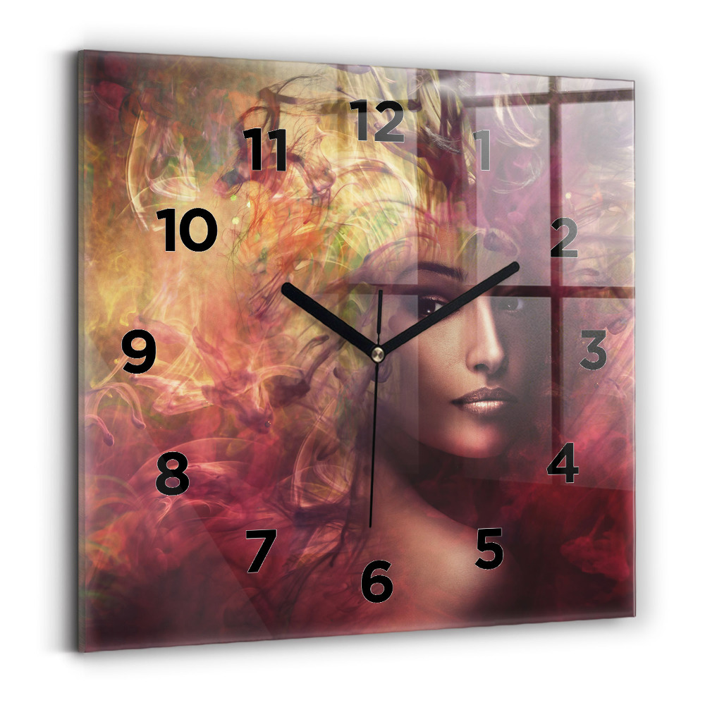 Ceas din sticlă pătrat Portretul unei femei