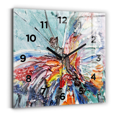 Ceas de sticlă pe perete pătrat Fragment de artă în ulei
