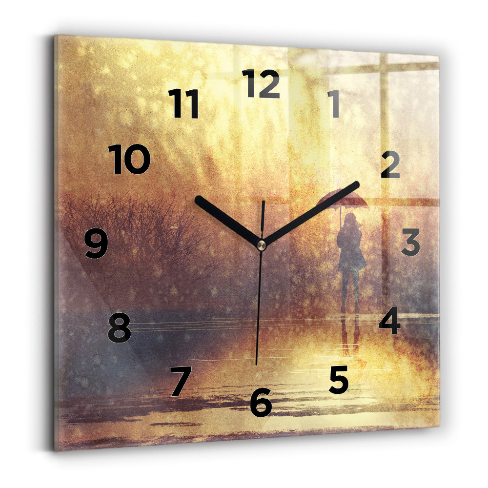 Ceas din sticlă pătrat femeie cu umbrelă