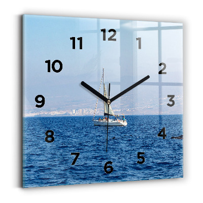 Ceas perete din sticlă pătrat Yacht în Tenerife