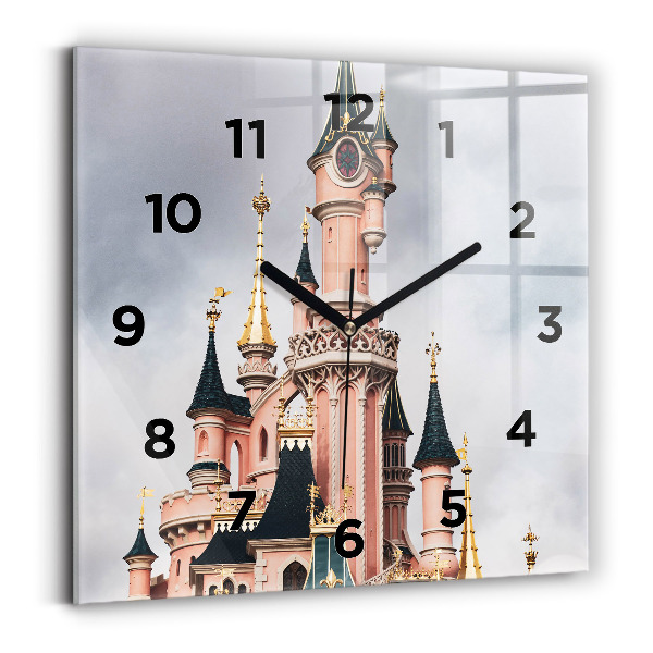 Ceas pătrat de perete din sticlă Castelul Disneyland din Paris