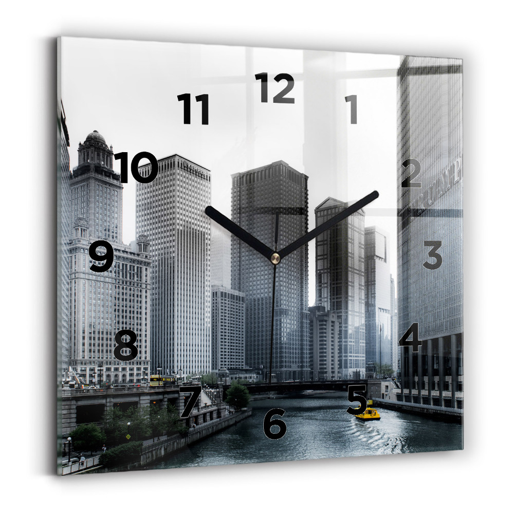 Ceas din sticlă pătrat Panorama orasului