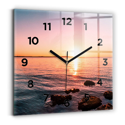 Ceas de sticlă pe perete pătrat Stânci la apus