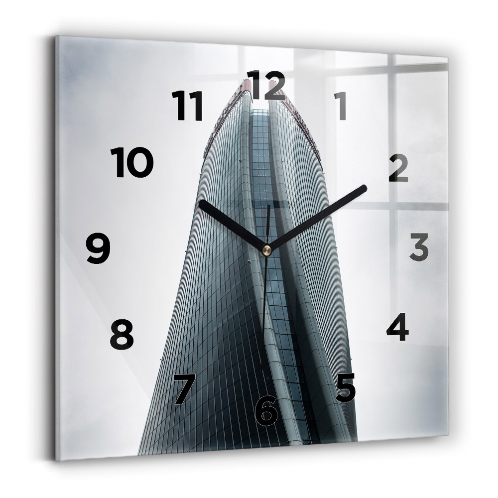 Ceas pătrat de perete din sticlă Zgârie-nori din Milano