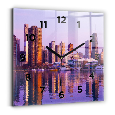 Ceas perete din sticlă pătrat Vedere asupra zgârie-norilor din SUA