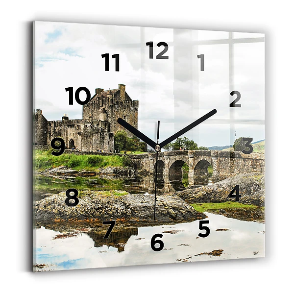 Ceas de sticlă pe perete pătrat Castelul Eilean Donan, Scoția