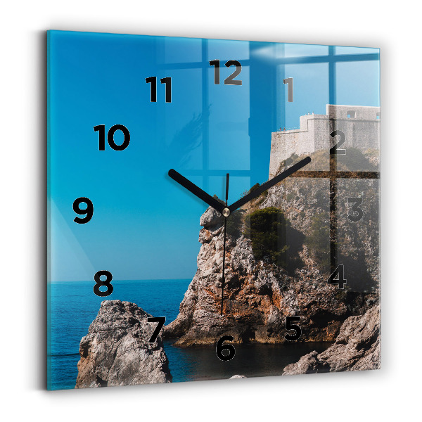 Ceas pătrat de perete din sticlă Stânci din Dubrovnik