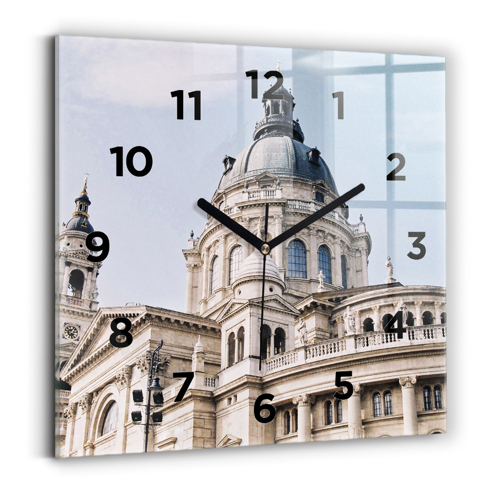 Ceas pătrat de perete din sticlă Sf. Bazilica Ştefan