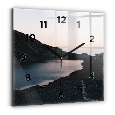 Ceas din sticlă pătrat Lac și munți
