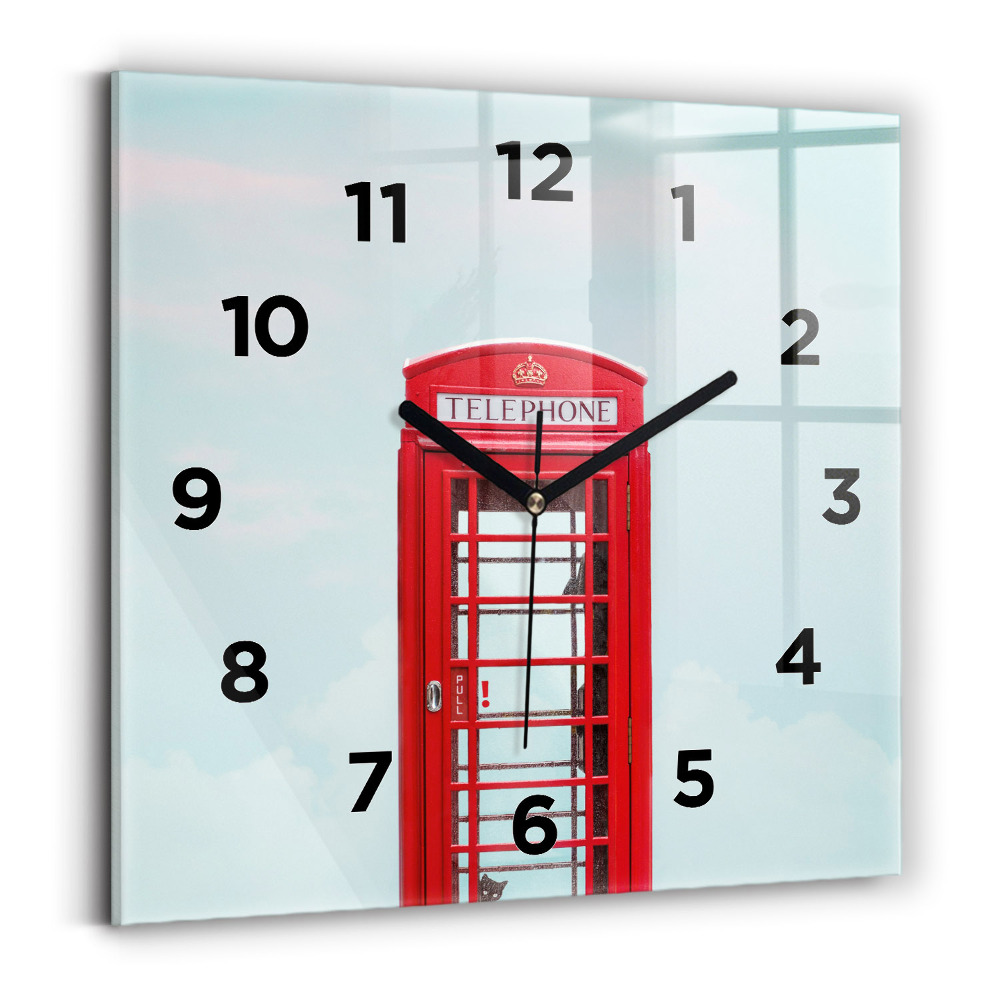 Ceas de sticlă pe perete pătrat cabina telefonica