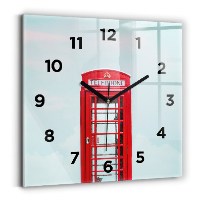 Ceas de sticlă pe perete pătrat cabina telefonica