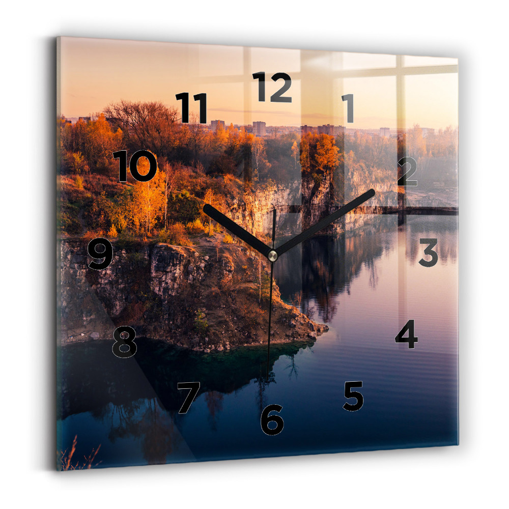 Ceas pătrat de perete din sticlă Lacul Zakrzówek din Cracovia