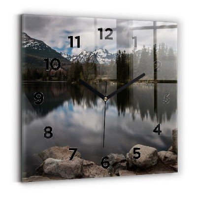 Ceas de sticlă pe perete pătrat Înaltul Tatra din Slovacia