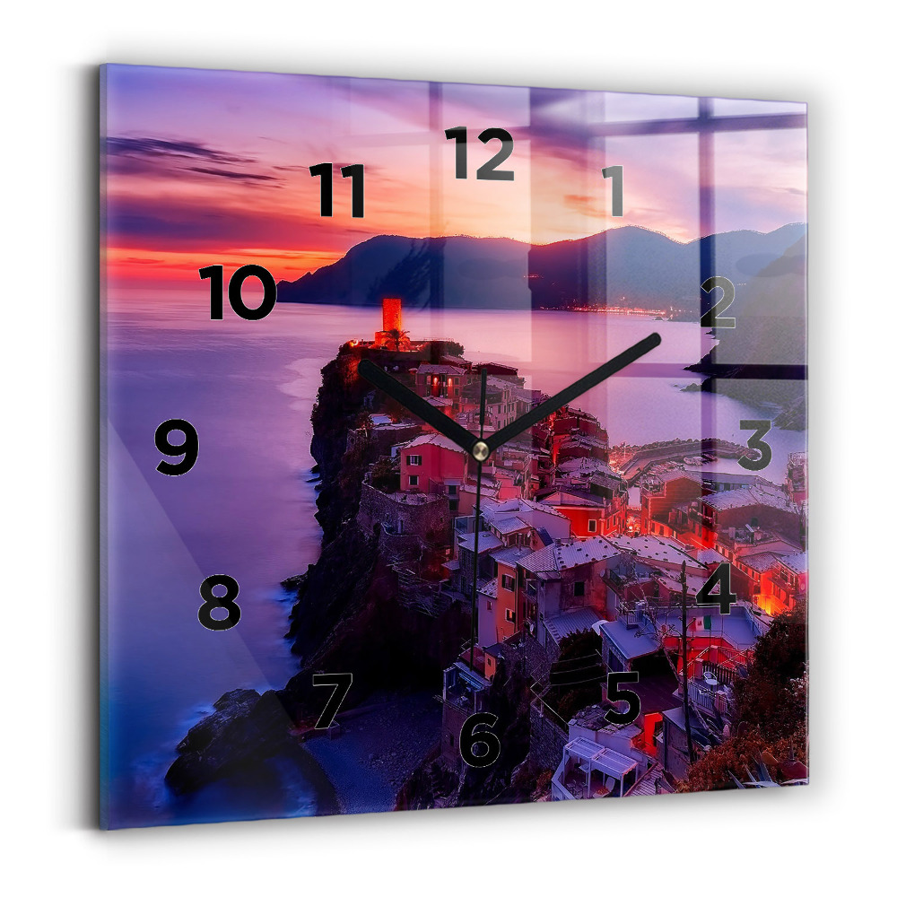 Ceas de sticlă pe perete pătrat Case lângă lac