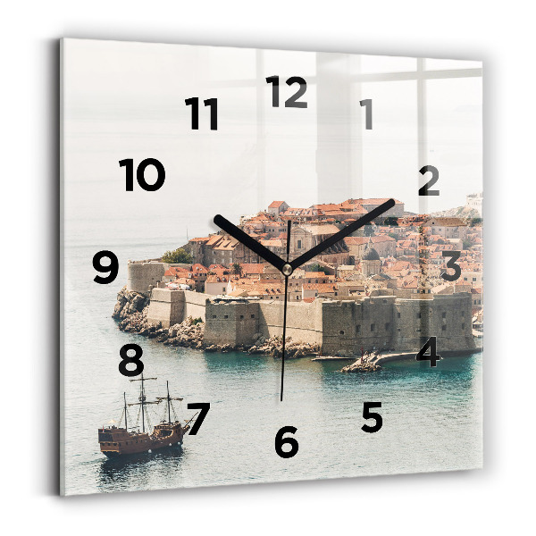 Ceas din sticlă pătrat Nava cu pânze în Dubrovnik