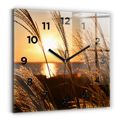 Ceas de sticlă pe perete pătrat Grâu în soarele auriu