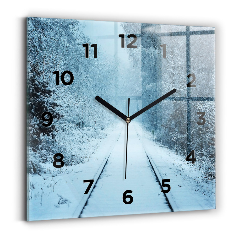 Ceas din sticlă pătrat Căprioare pe șine