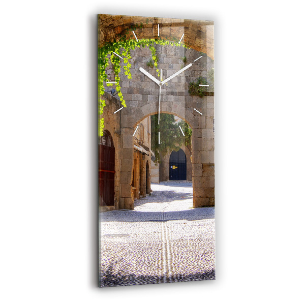 Ceas vertical de perete din sticlă Strada Pitoreasca Din Rodos