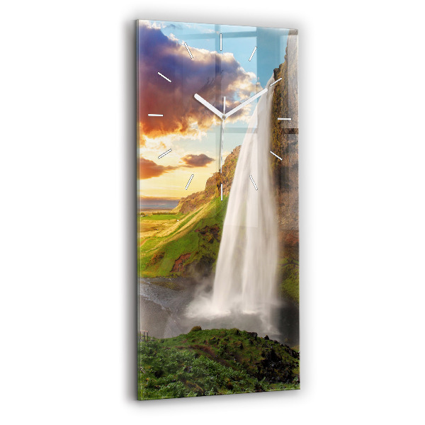 Ceas vertical de perete din sticlă Cascada În Islanda