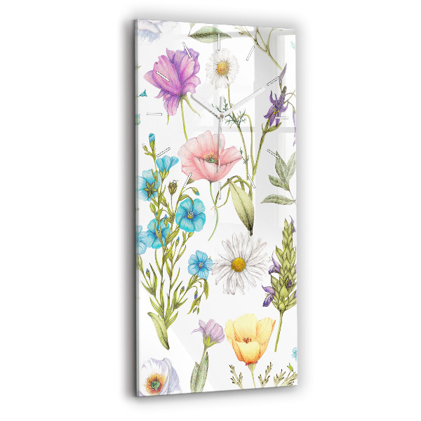 Ceas vertical de perete din sticlă Aranjament Floral