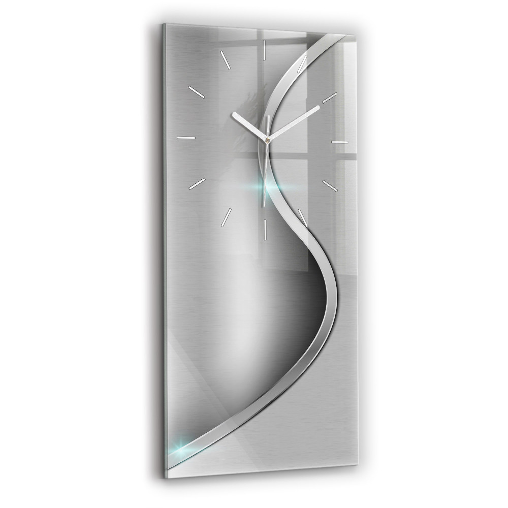 Ceas din sticlă dreptunghiular vertical Abstracția Metalului Gri