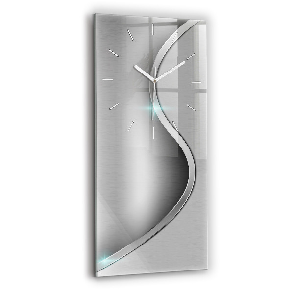Ceas din sticlă dreptunghiular vertical Abstracția Metalului Gri