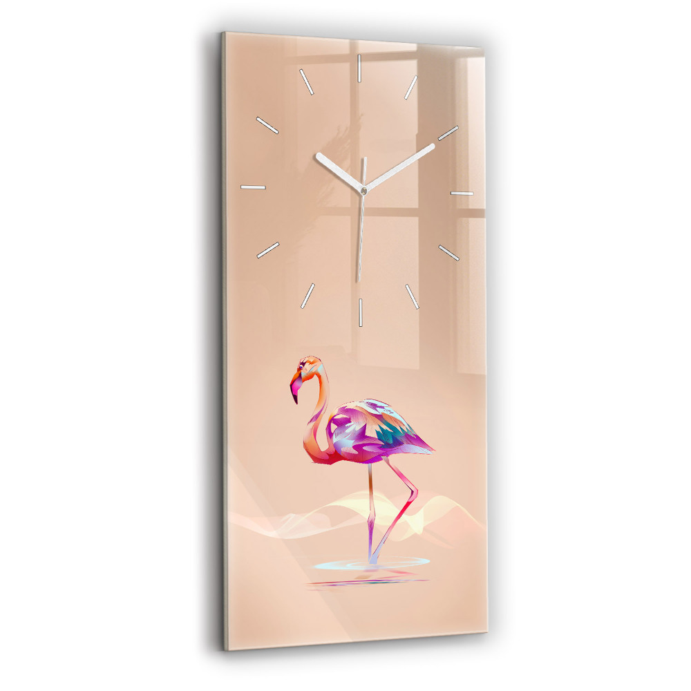 Ceas perete din sticlă dreptunghiular Ilustrație Cu Flamingo